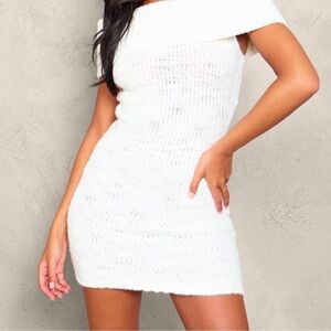 PRETTY LITTLE THING WHITE CHUNKY KNIT FOLDOVER BANDEAU